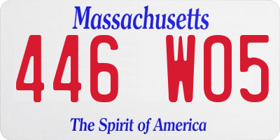 MA license plate 446WO5