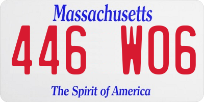 MA license plate 446WO6