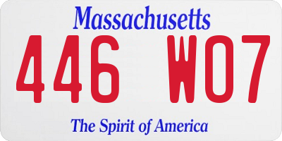 MA license plate 446WO7