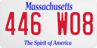 MA license plate 446WO8