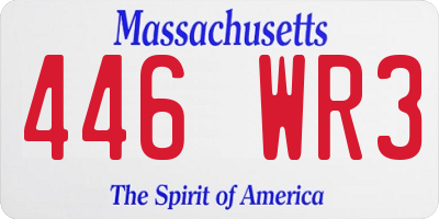 MA license plate 446WR3