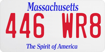 MA license plate 446WR8
