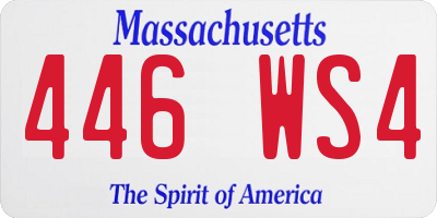 MA license plate 446WS4
