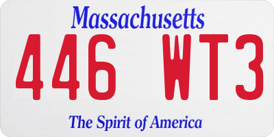 MA license plate 446WT3