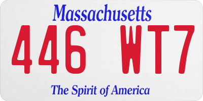 MA license plate 446WT7