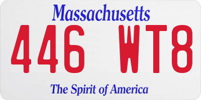 MA license plate 446WT8
