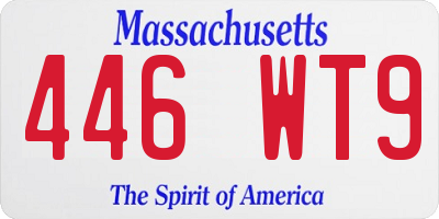 MA license plate 446WT9