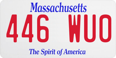 MA license plate 446WU0