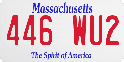 MA license plate 446WU2