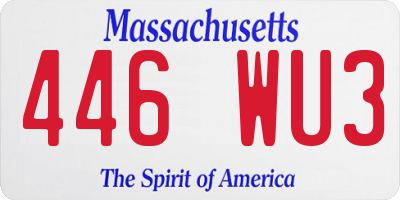 MA license plate 446WU3