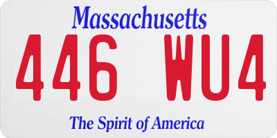 MA license plate 446WU4