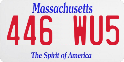 MA license plate 446WU5