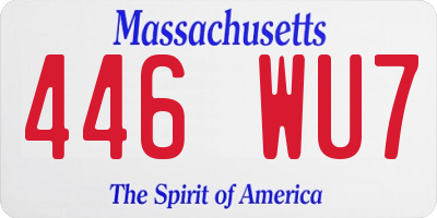 MA license plate 446WU7
