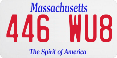 MA license plate 446WU8