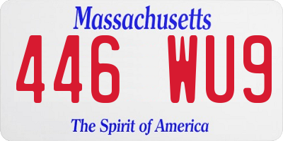 MA license plate 446WU9