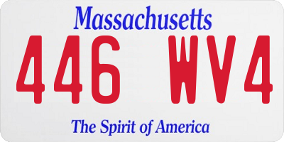 MA license plate 446WV4