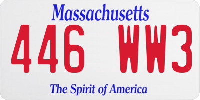 MA license plate 446WW3