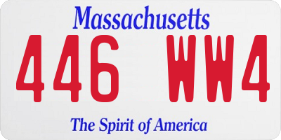 MA license plate 446WW4