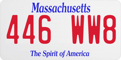MA license plate 446WW8