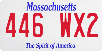 MA license plate 446WX2