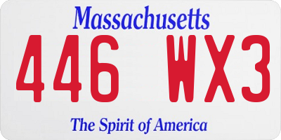MA license plate 446WX3