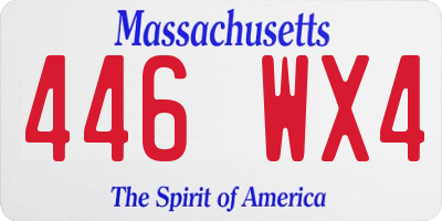 MA license plate 446WX4
