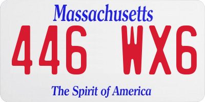 MA license plate 446WX6