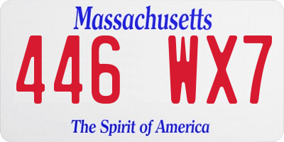 MA license plate 446WX7