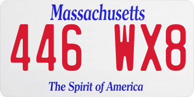 MA license plate 446WX8