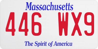 MA license plate 446WX9