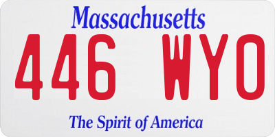 MA license plate 446WY0
