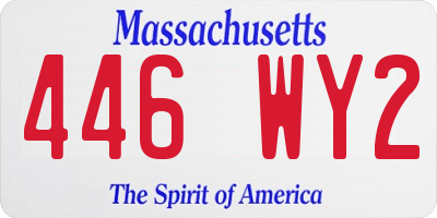 MA license plate 446WY2