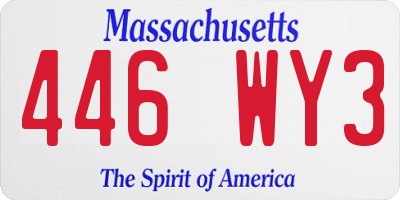 MA license plate 446WY3