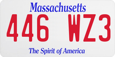 MA license plate 446WZ3