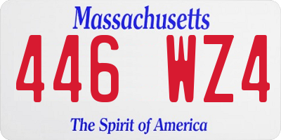 MA license plate 446WZ4