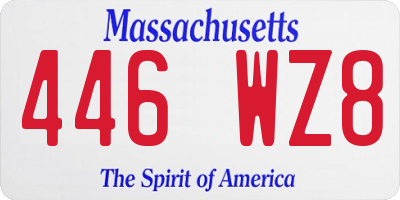 MA license plate 446WZ8