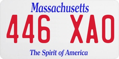 MA license plate 446XA0