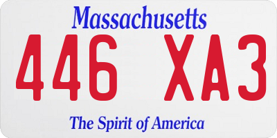 MA license plate 446XA3