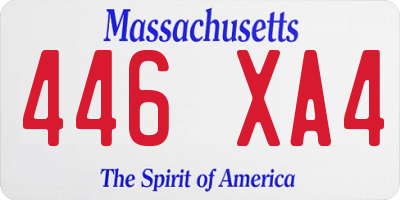 MA license plate 446XA4