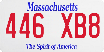 MA license plate 446XB8
