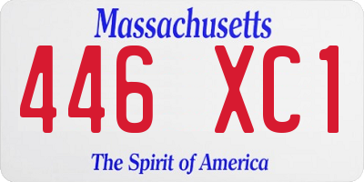 MA license plate 446XC1