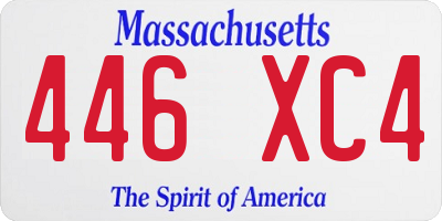 MA license plate 446XC4