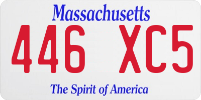 MA license plate 446XC5