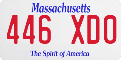 MA license plate 446XD0