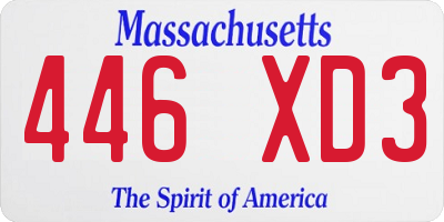 MA license plate 446XD3