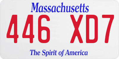 MA license plate 446XD7