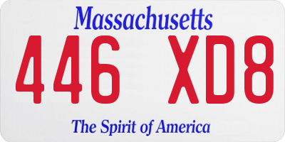 MA license plate 446XD8