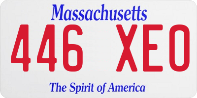 MA license plate 446XE0