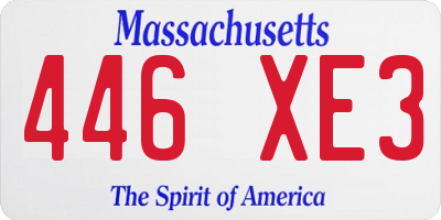 MA license plate 446XE3