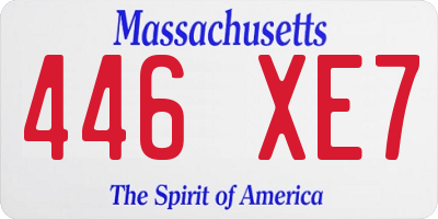 MA license plate 446XE7
